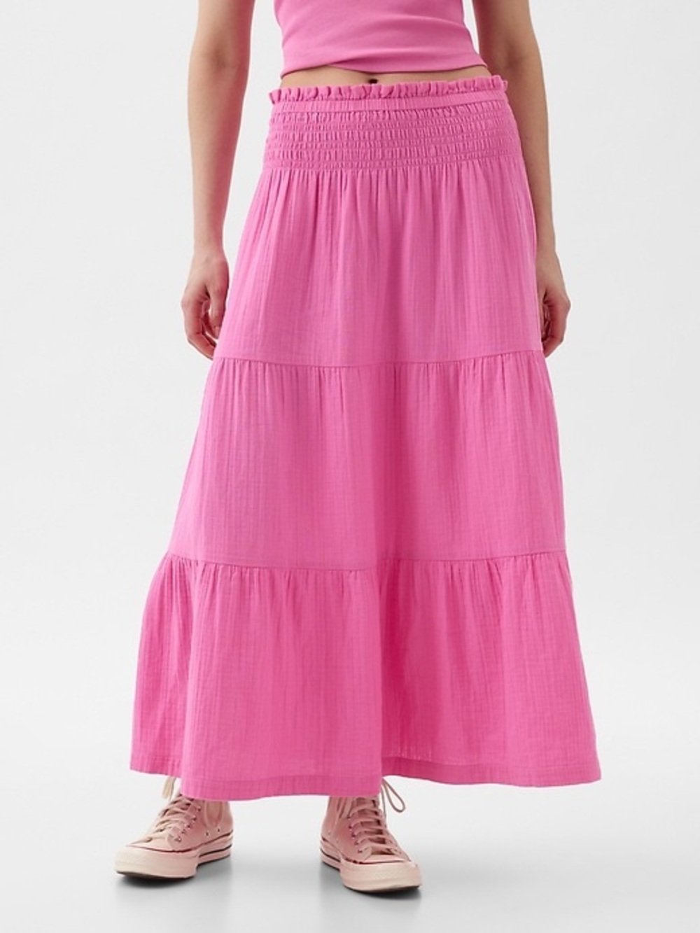 Gap Women’s Cotton Gauze Tiered Easy Vacation Resortwear Boho Maxi Skirt Large